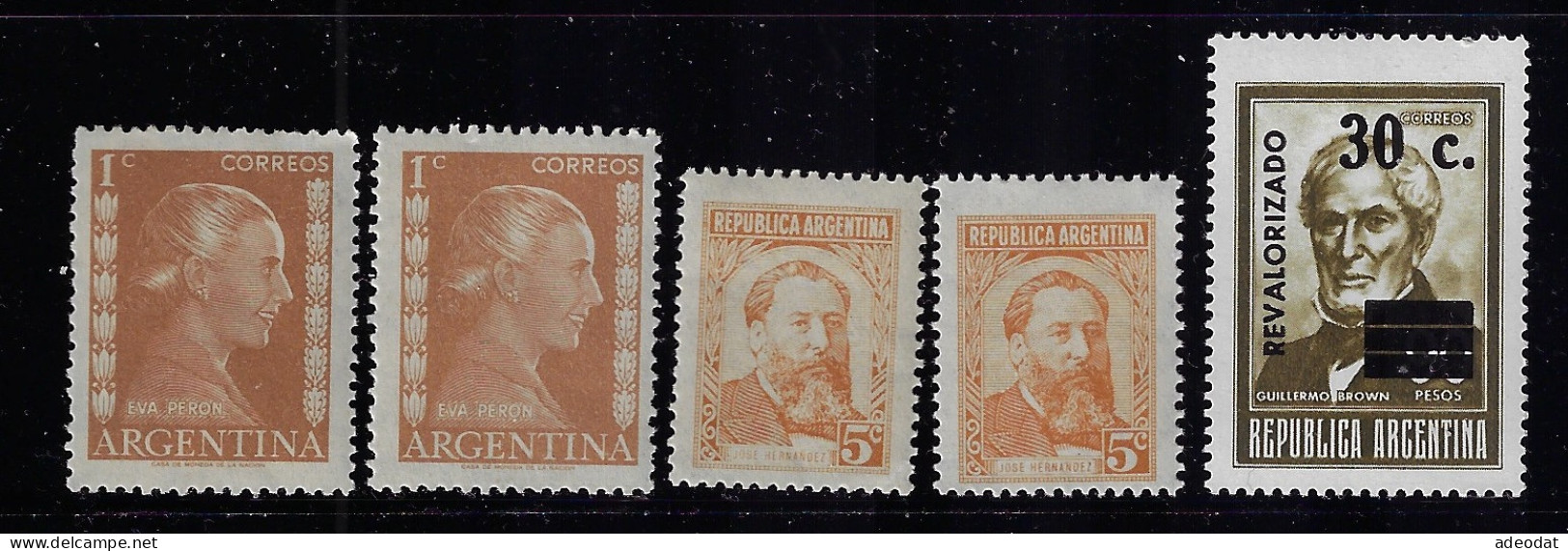 ARGENTINA  1952  SCOTT #599(2),1077  MH - Neufs