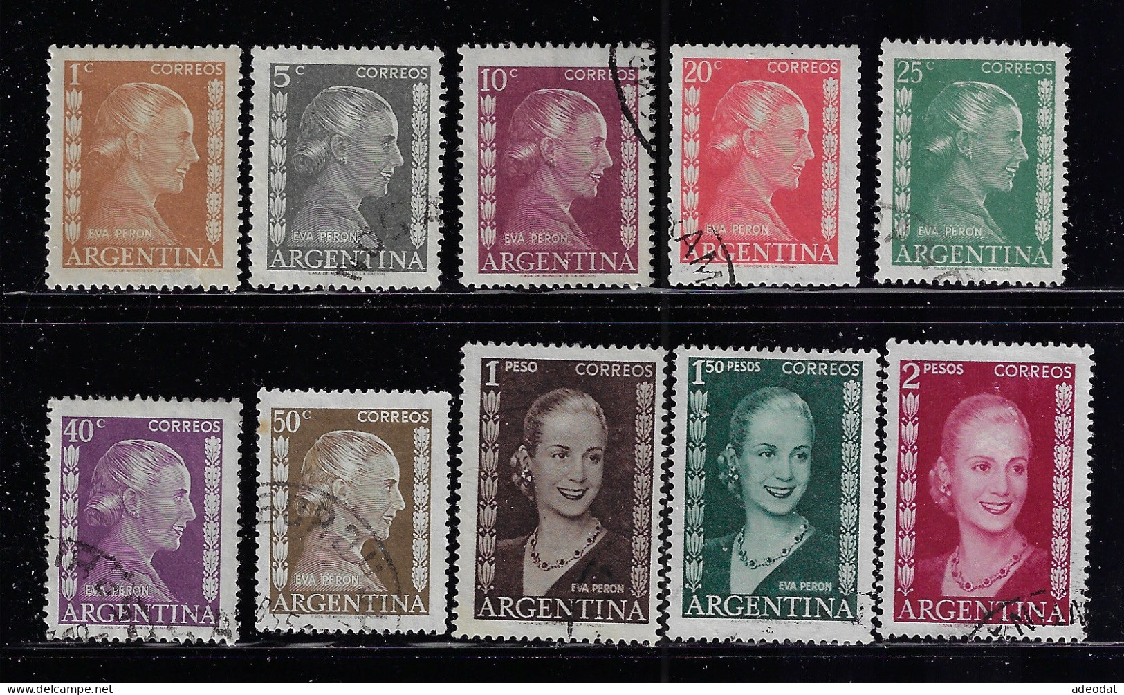 ARGENTINA  1952  SCOTT #599-604,606,611-613  USED - Used Stamps