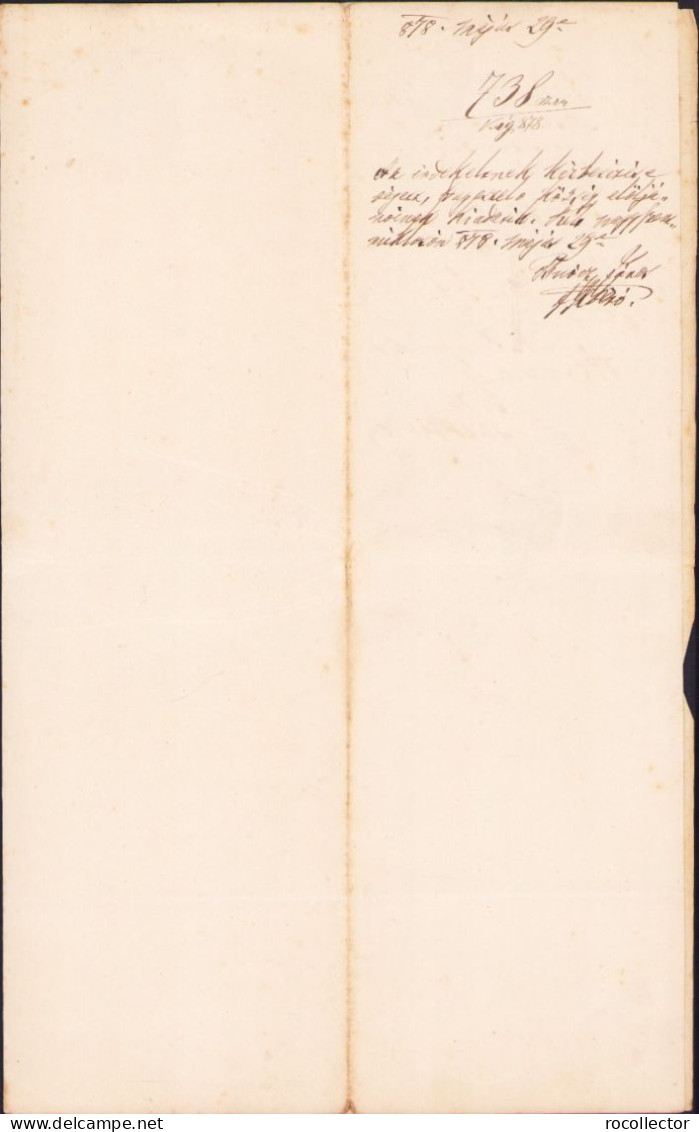 Vindornyalaki és Hertelendi Hertelendy József Alairasa, Torontal Varmegye Foispan, 1878 A2505N - Collezioni