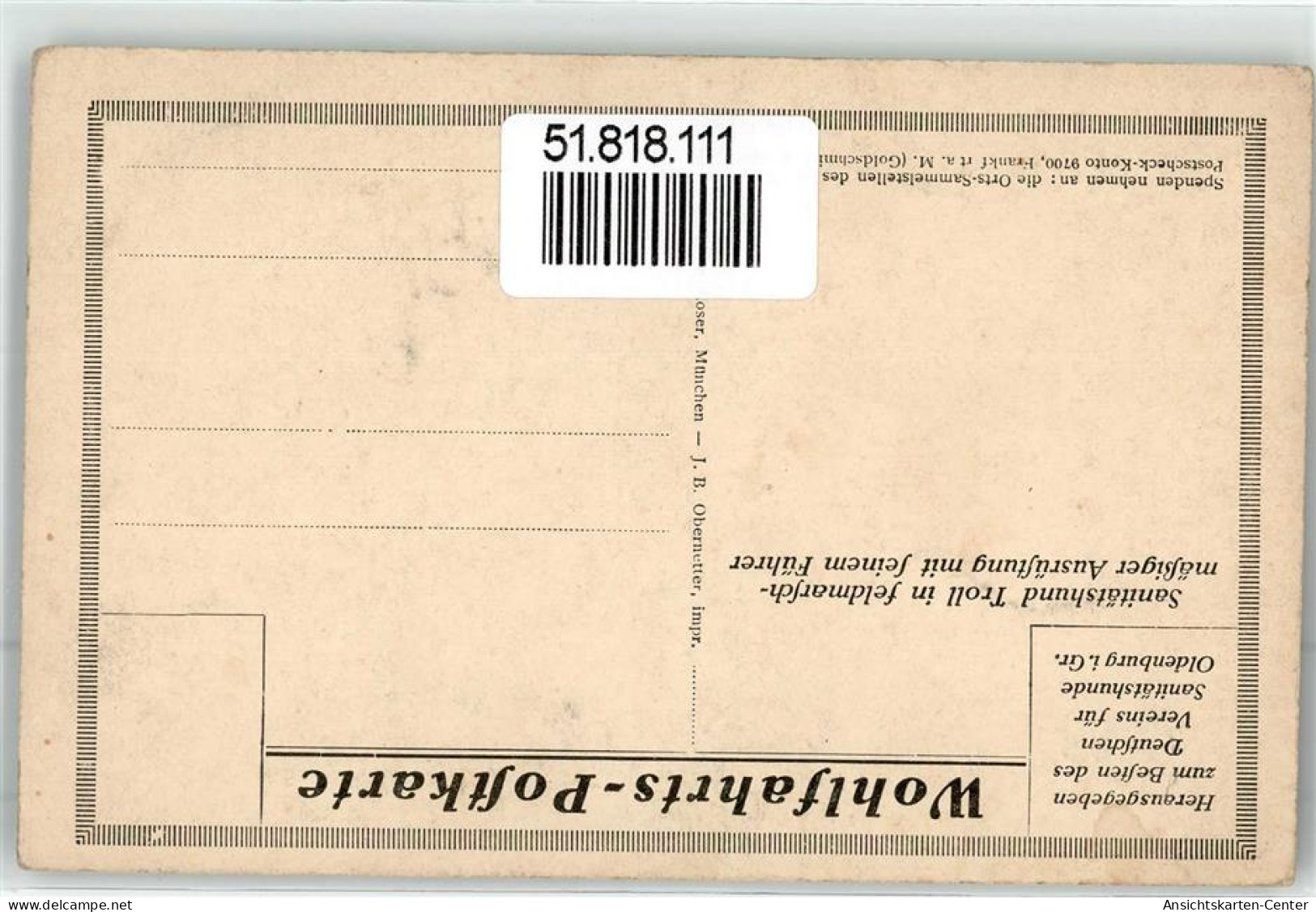 51818111 - Wohlfahrtspostkarte Sanitaetshund - Croix-Rouge
