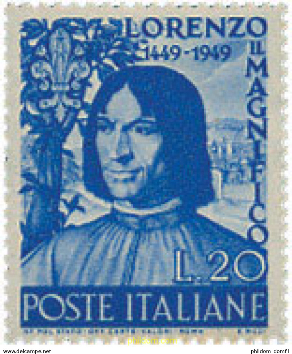 124306 MNH ITALIA 1949 500 ANIVERSARIO DEL NACIMIENTO DE LORENZO DE MEDICI - Ungebraucht