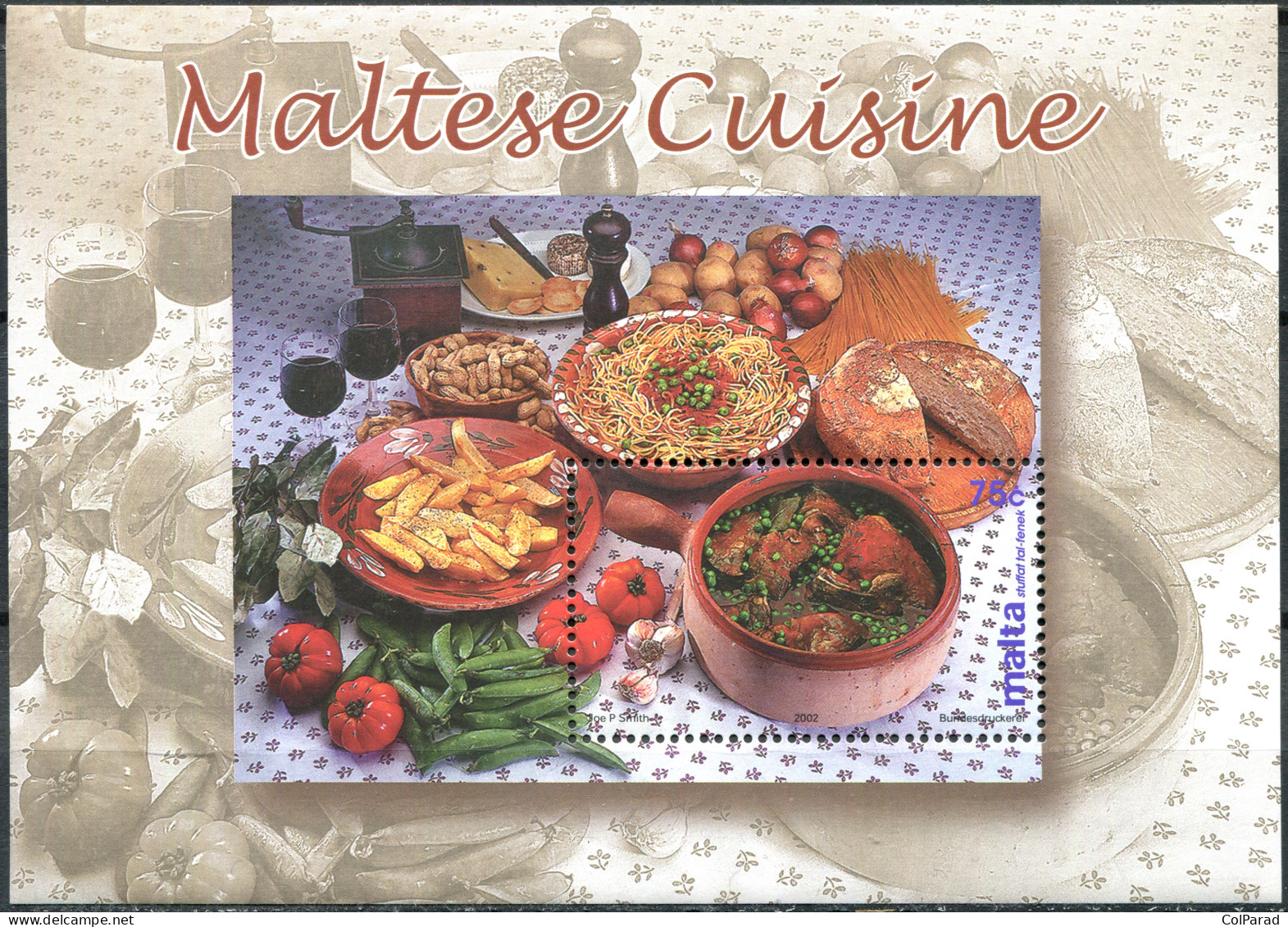 MALTA - 2002 - SOUVENIR SHEET MNH ** - Maltese Cuisine. Stewed Rabbit - Malte
