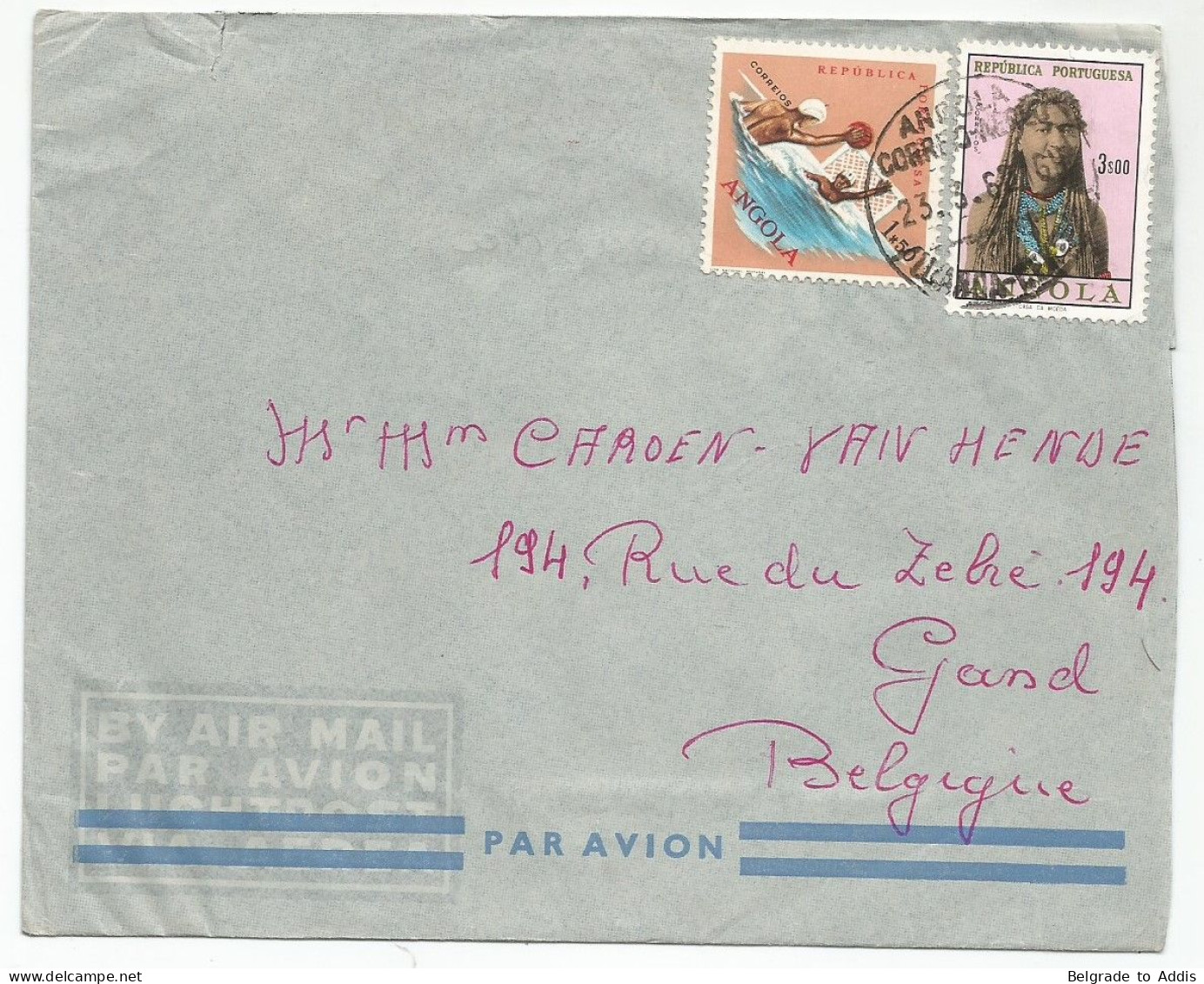 Angola Portugal Cover Sent To Belgium By Compagnie Maritime Belge 1962 S/S Steenstraete - Angola