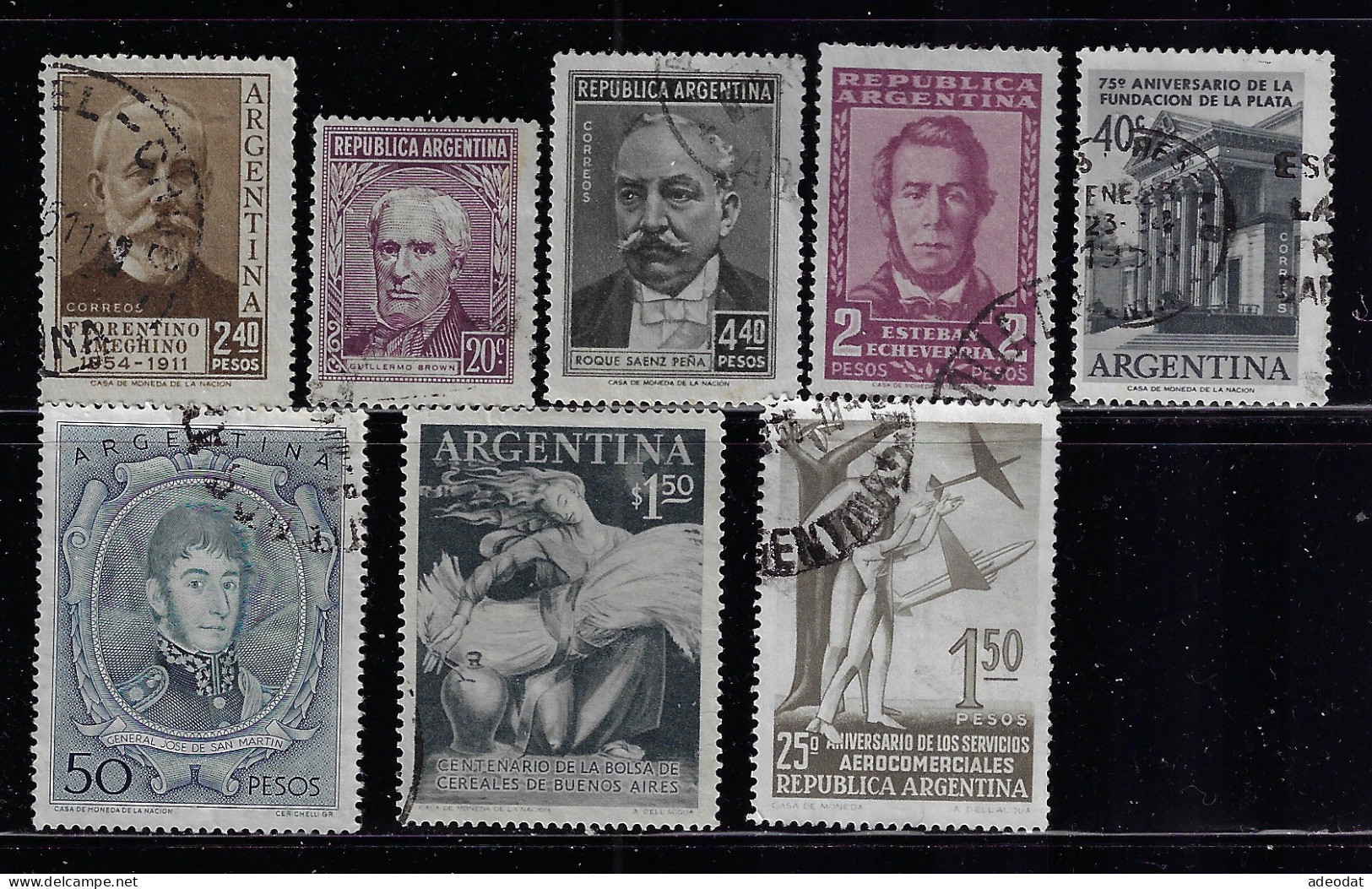 ARGENTINA  1955-1957  SCOTT #642,643,645,658,663,666,670  USED - Oblitérés