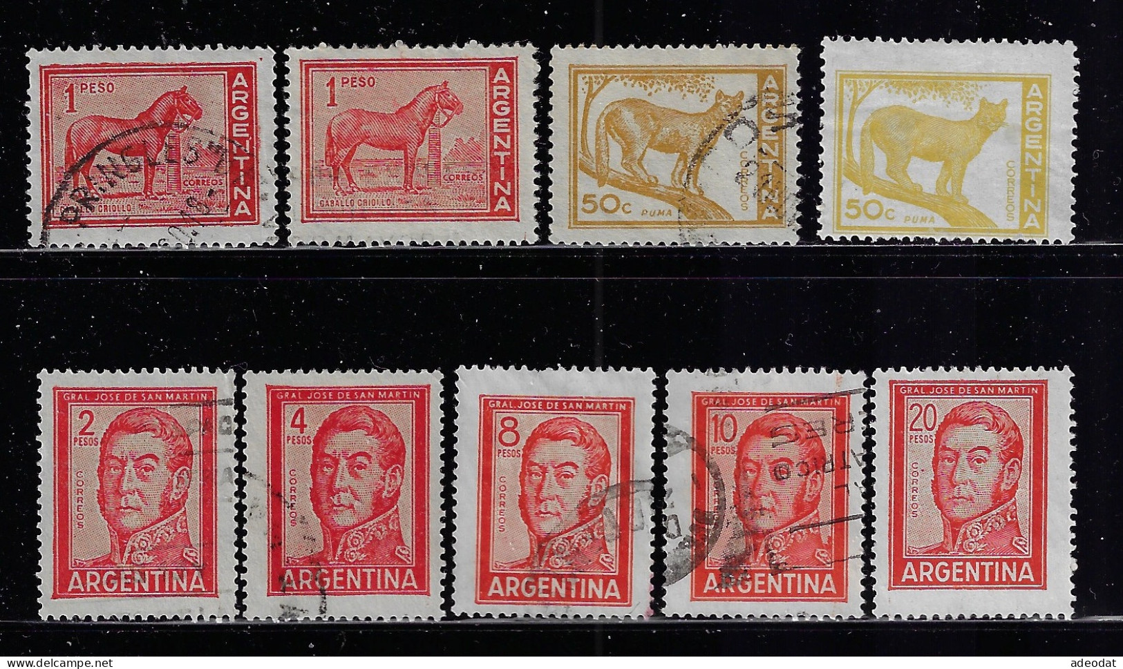 ARGENTINA  1959  SCOTT #687,689,691,694,695B,695D  USED - Used Stamps