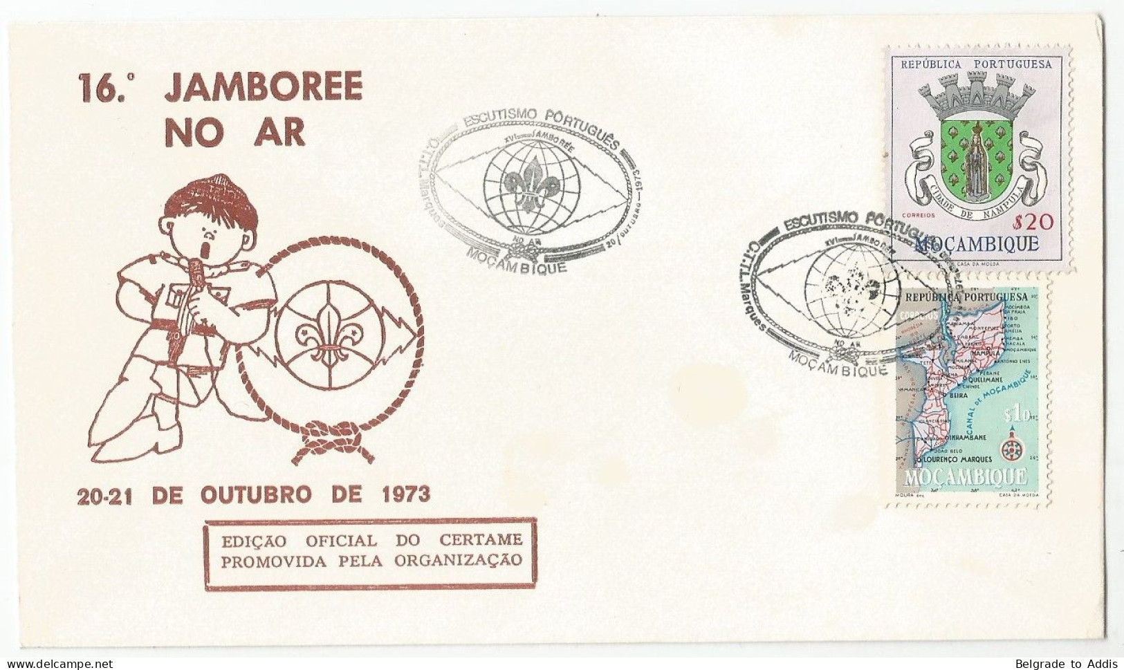 Mozambique Moçambique Portugal Commemorative Cover 1973 Jamboree Scout Scouting - Covers & Documents