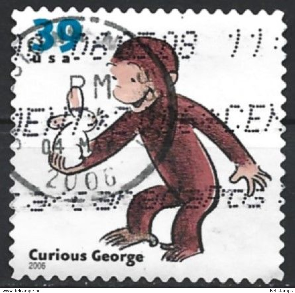 United States 2006. Scott #3992 (U) Children's Book Animal, Curious George - Used Stamps