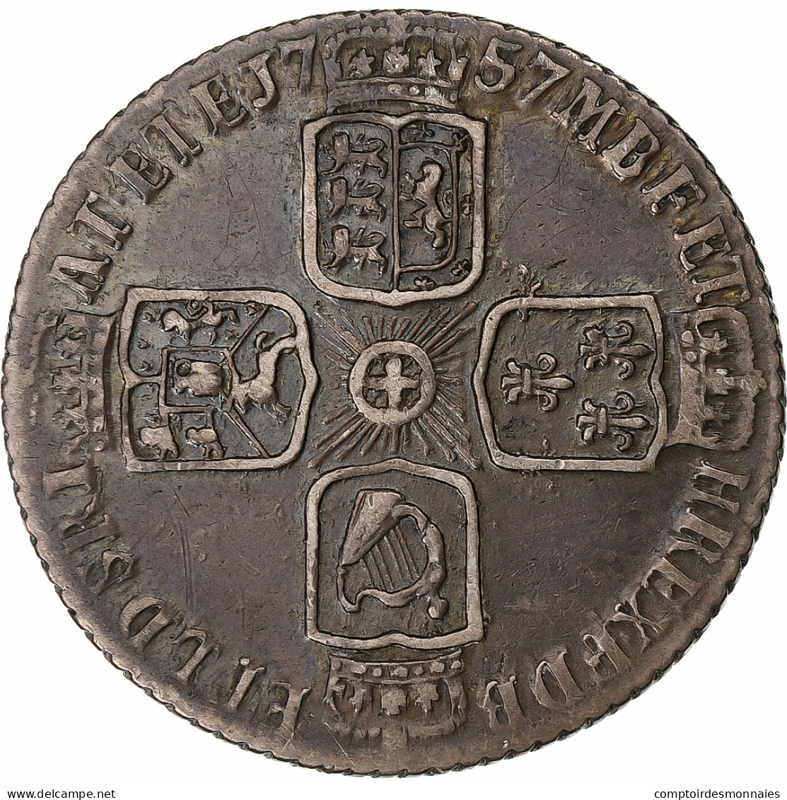 Royaume-Uni, George II, 6 Pence, 1757, Londres, Argent, TTB, KM:582.2 - G. 6 Pence