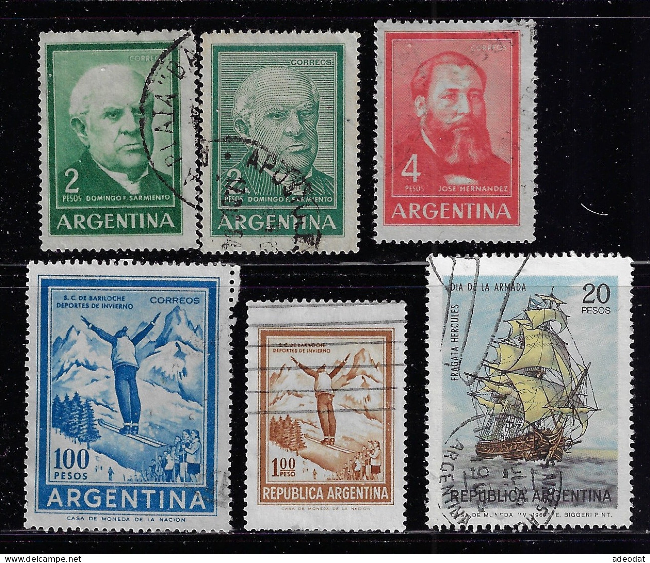 ARGENTINA  1959,1962  SCOTT #704,742,742A,894,938  USED - Unused Stamps