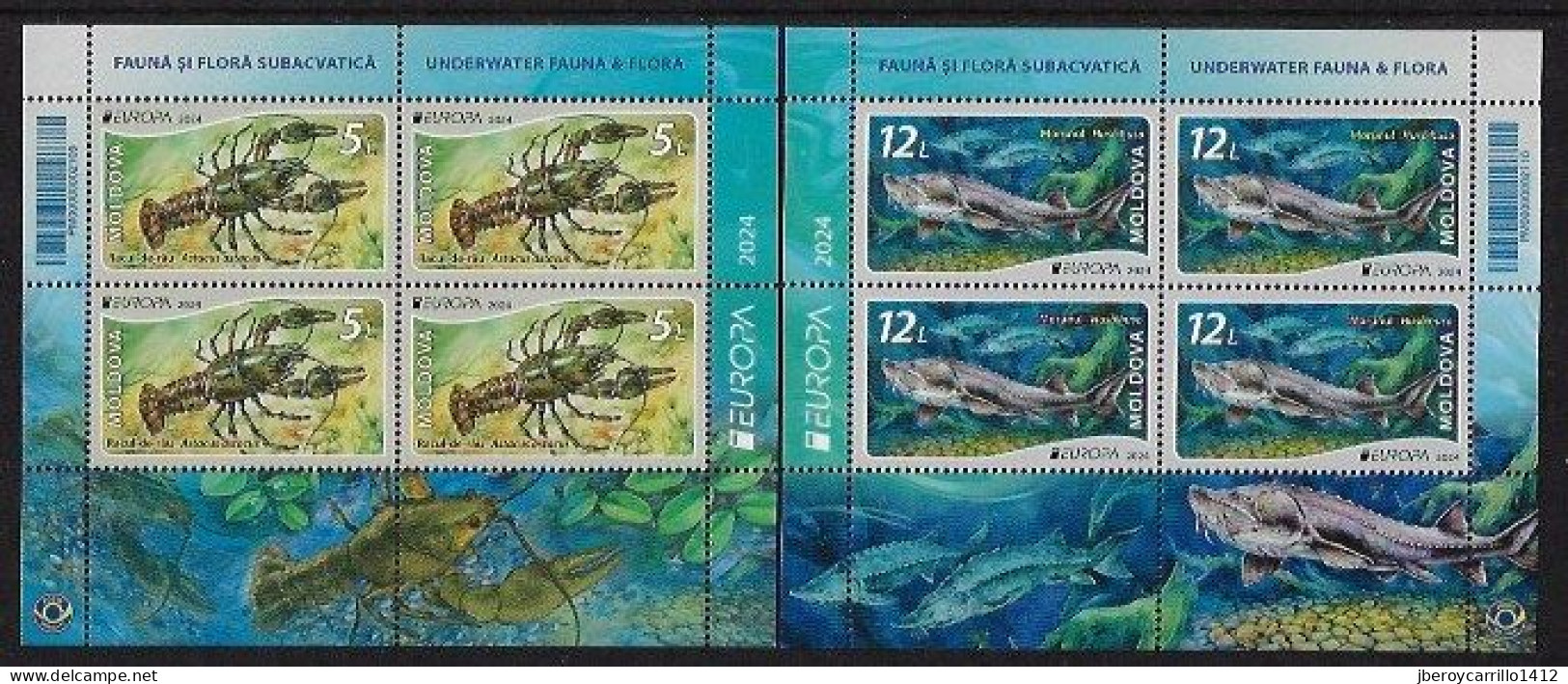 MOLDAVIA /MOLDOVA /MOLDAWIEN - EUROPA-CEPT 2024 -"UNDERWATER FLORA And FAUNA".- TWO BLOCKS From BOOKLET - 2024