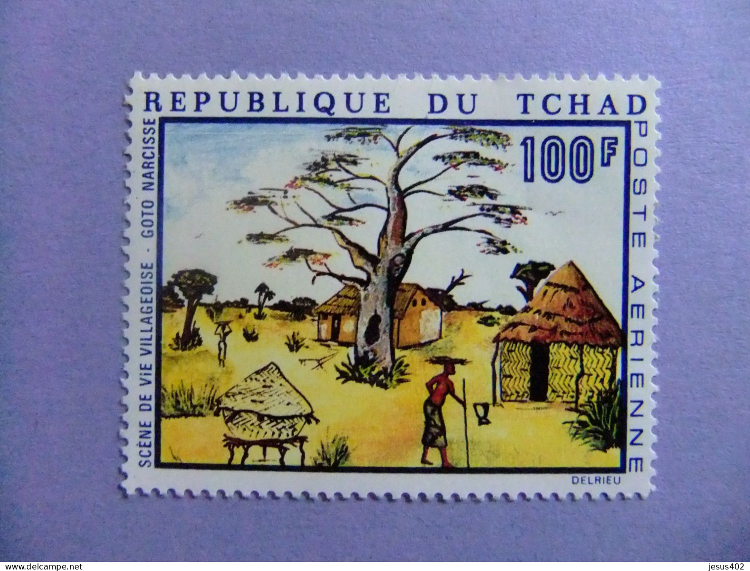 55 REPUBLIQUE TCHAD - CHAD 1970 / TABLEAU SCÈNE DE VIE VILLAGEOISE (Goto Narcisse) / YVERT PA 65 MNH - Tchad (1960-...)