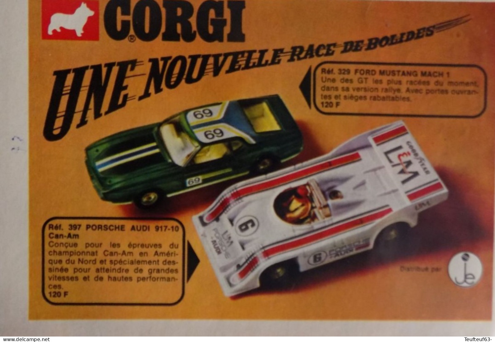 Publicité De Presse ; Jouets Corgi : Ford Mustang Mach 1 - Porsche Audi 917-10 Can-Am - Advertising