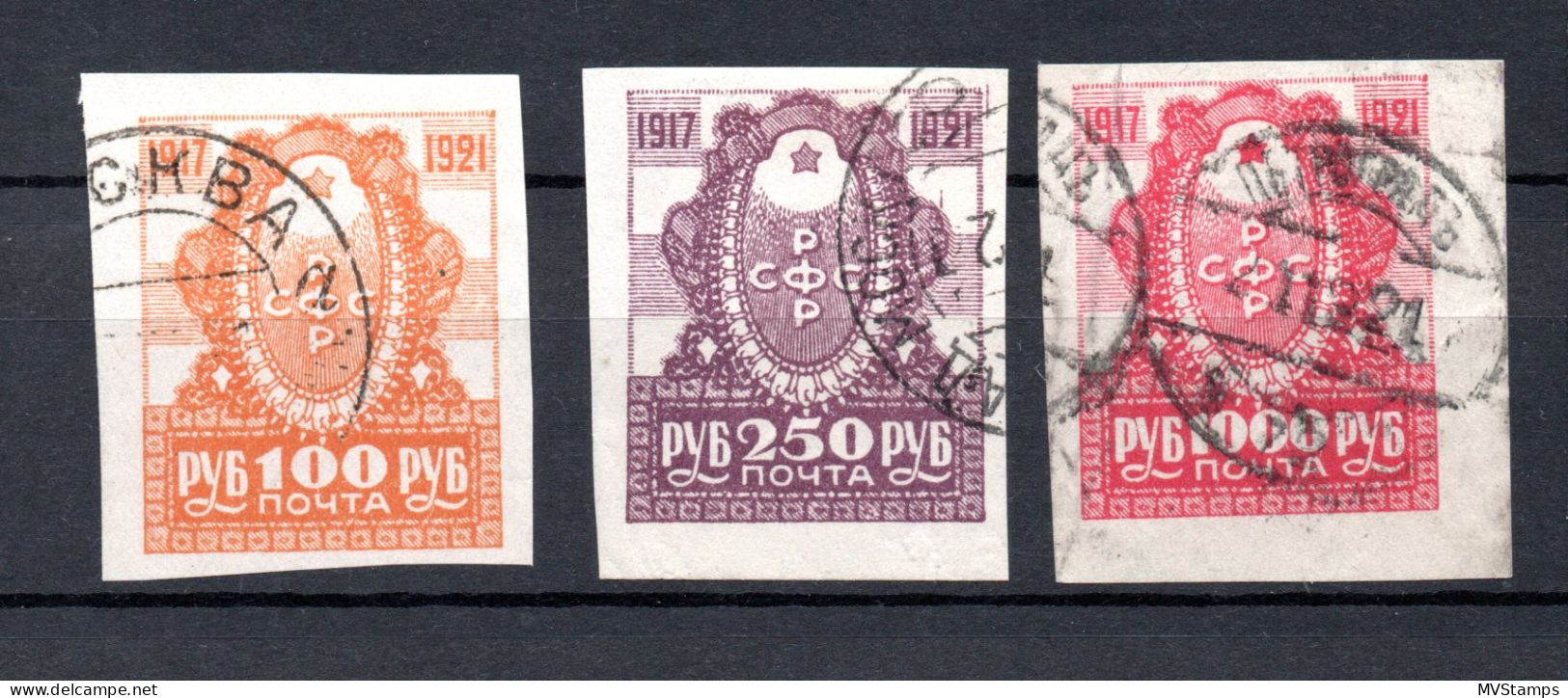 Russia 1921 Old Set October Revolution Stamps (Michel 162/64) Nice Used - Oblitérés