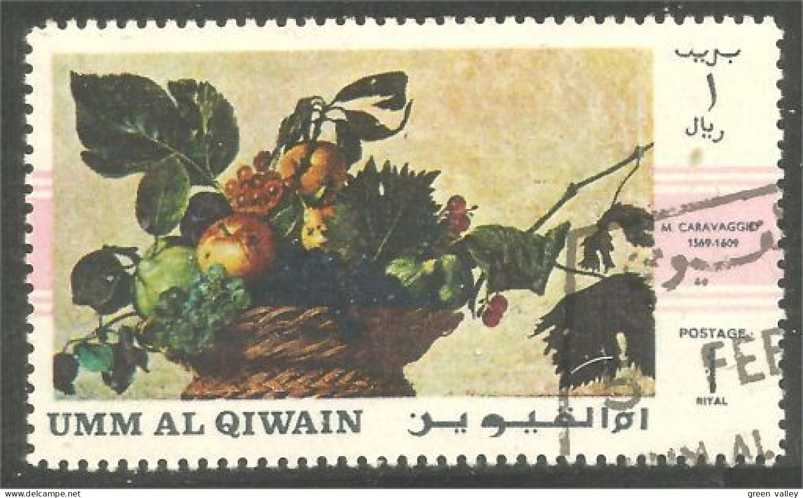 FR-18 Umm Al Qiwain Fruits Pomme Apple Raisin Grape Tableau Caravagio Painting - Fruits