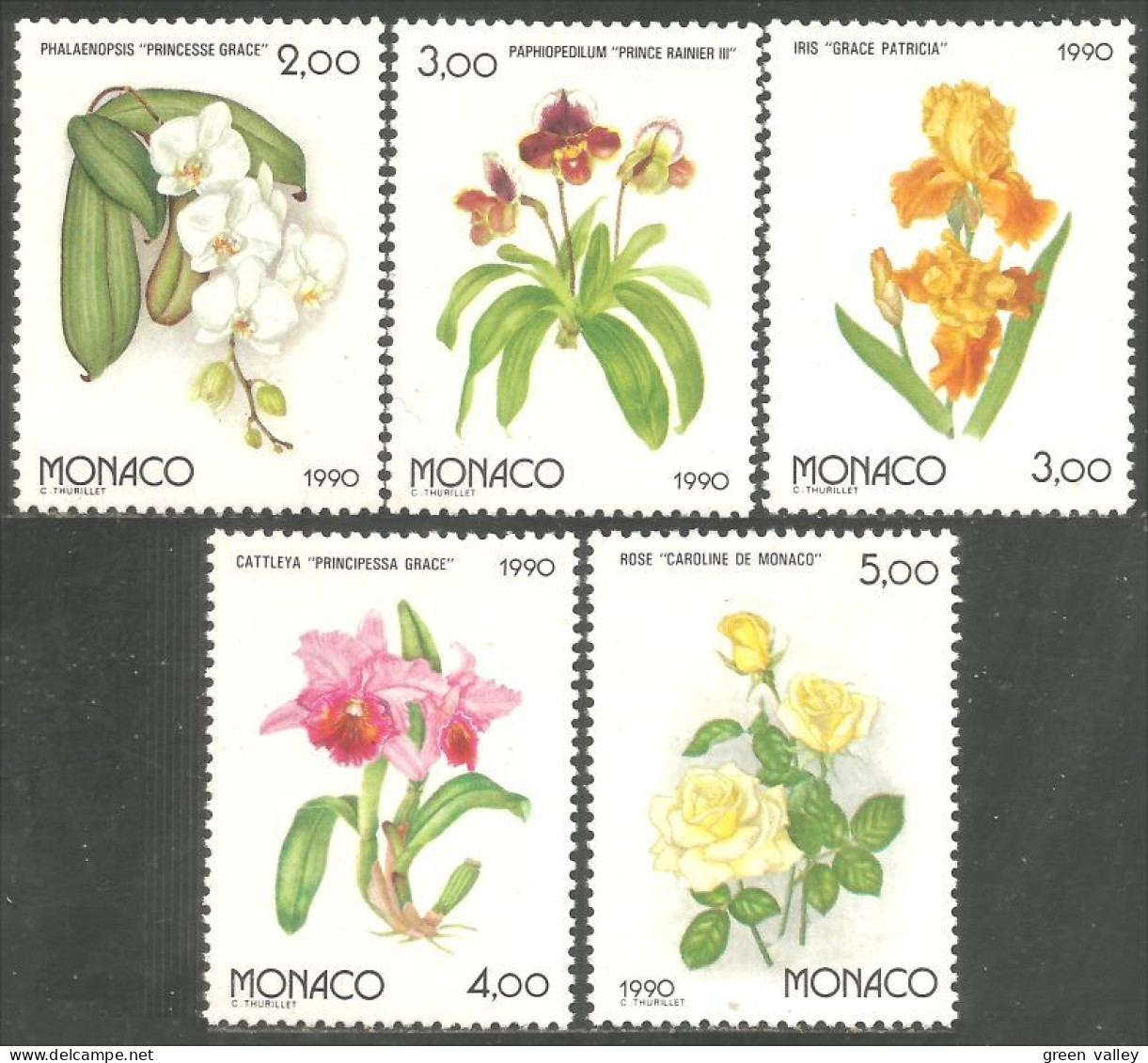 FL-80 Monaco Orchidée Orchid Orkid Iris Lily Rose MNH ** Neuf SC - Orchidées