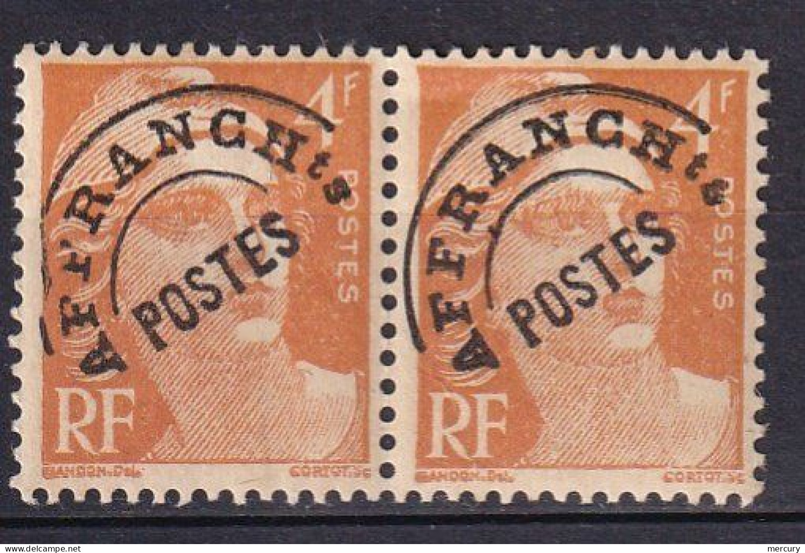 FRANCE - Gandon - 4 F. Orange Avec Cercle Extérieur Brisé Commee Les 2 F En Paire Avec Normal - 1893-1947