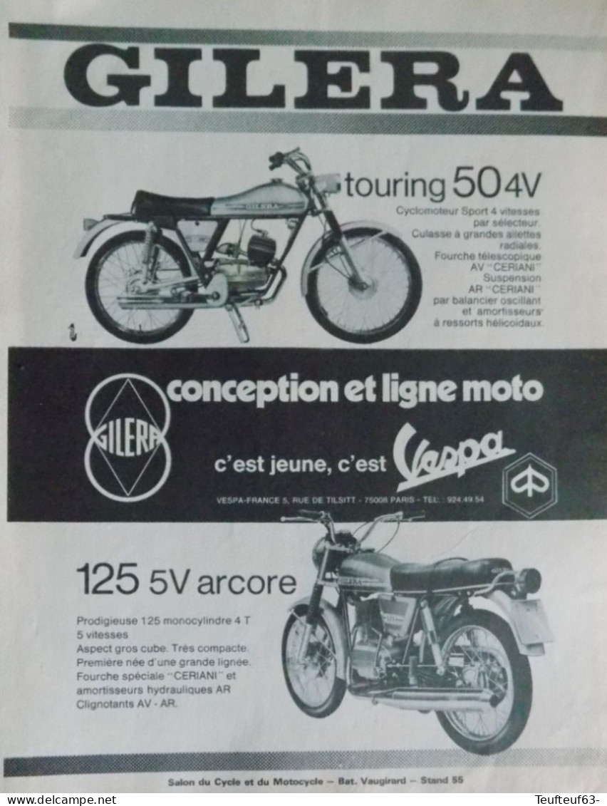 Publicité De Presse ; Motos Gilera Touring 50 4v + 125 5v Arcore - Advertising