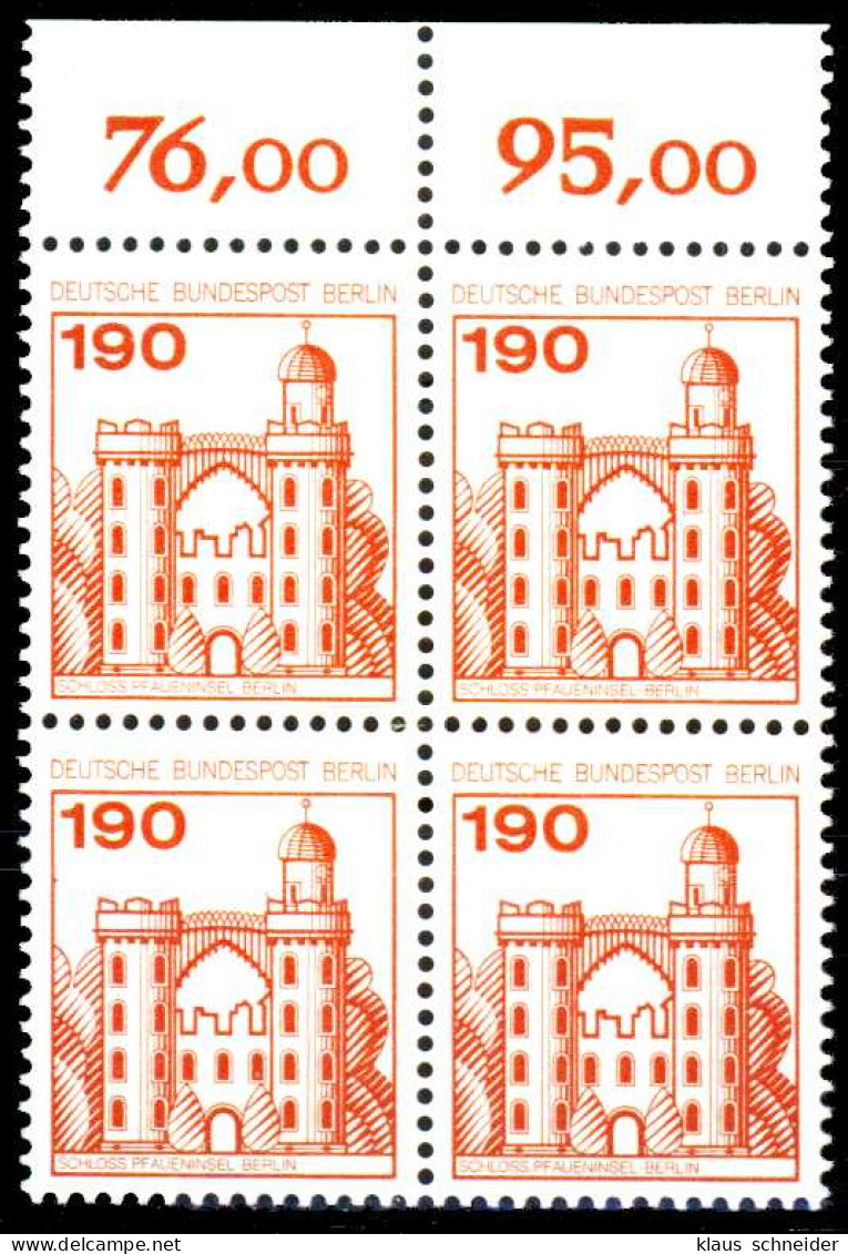 BERLIN DS BURGEN U. SCHLÖSSER Nr 539 Postfrisch VIERERB X213226 - Unused Stamps