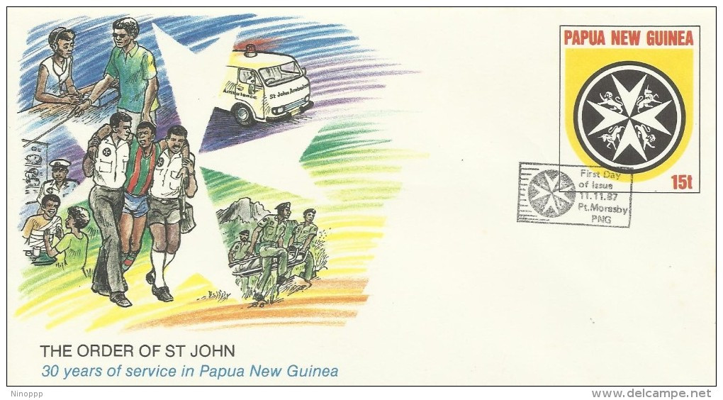 Papua New Guinea 1987 Order Of St John Prepaid Envelope N13 FDC - Papouasie-Nouvelle-Guinée