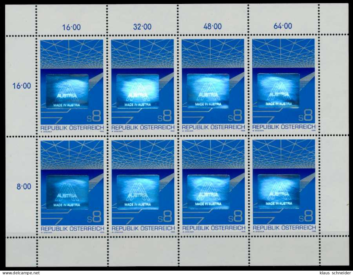 ÖSTERREICH BLOCK KLEINBOGEN 1980-1989 Nr 1936 Ungebraucht X70CD72 - Blocks & Sheetlets & Panes