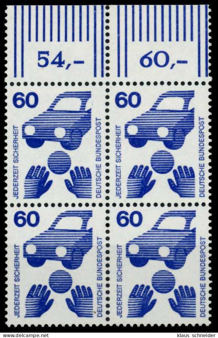 BRD DS UNFALLV Nr 701A Postfrisch VIERERBLOCK ORA X748432 - Unused Stamps