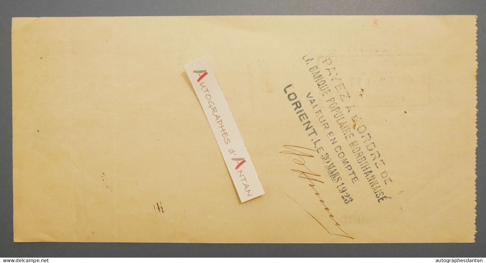 ● Lorient 1923 Imprimerie Du Commerce à M Keraudren Horloger à Quimperlé - Mandat Lettre De Change - Lettres De Change