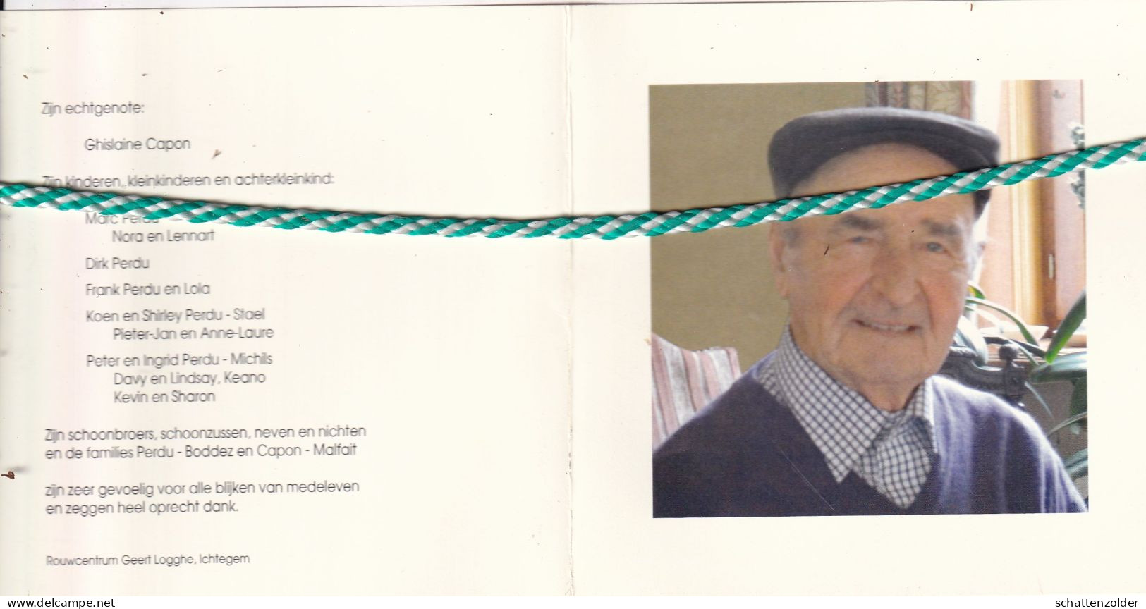 Omer Perdu-Capon, Eernegem 1925, Torhout 2012. Foto - Obituary Notices