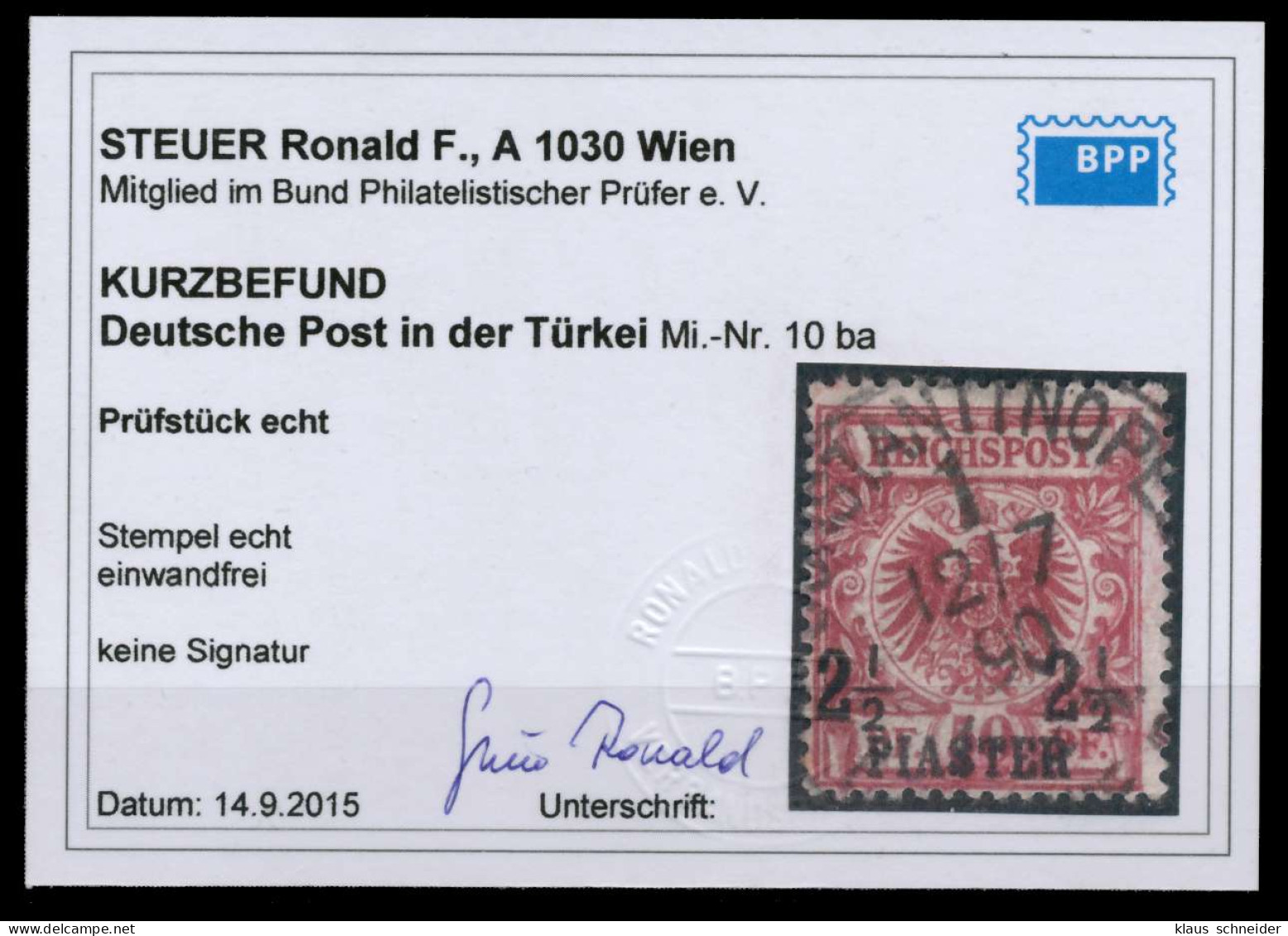 DEUTSCHE AUSLANDSPOSTÄMTER TÜRKEI Nr 10ba ZENTR X6CDE92 - Deutsche Post In Der Türkei
