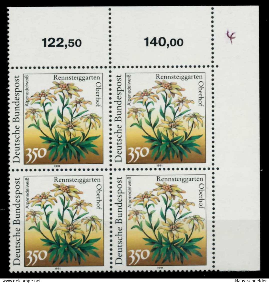 BRD 1991 Nr 1509 Postfrisch VIERERBLOCK ECKE-ORE X76CD9A - Unused Stamps