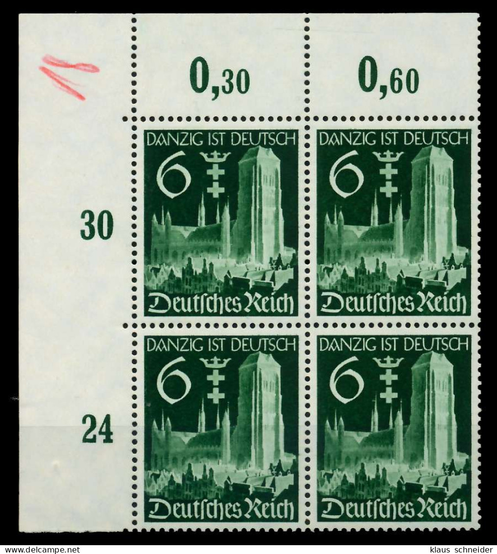 3. REICH 1939 Nr 714 Postfrisch VIERERBLOCK ECKE-OLI X77D6D6 - Neufs