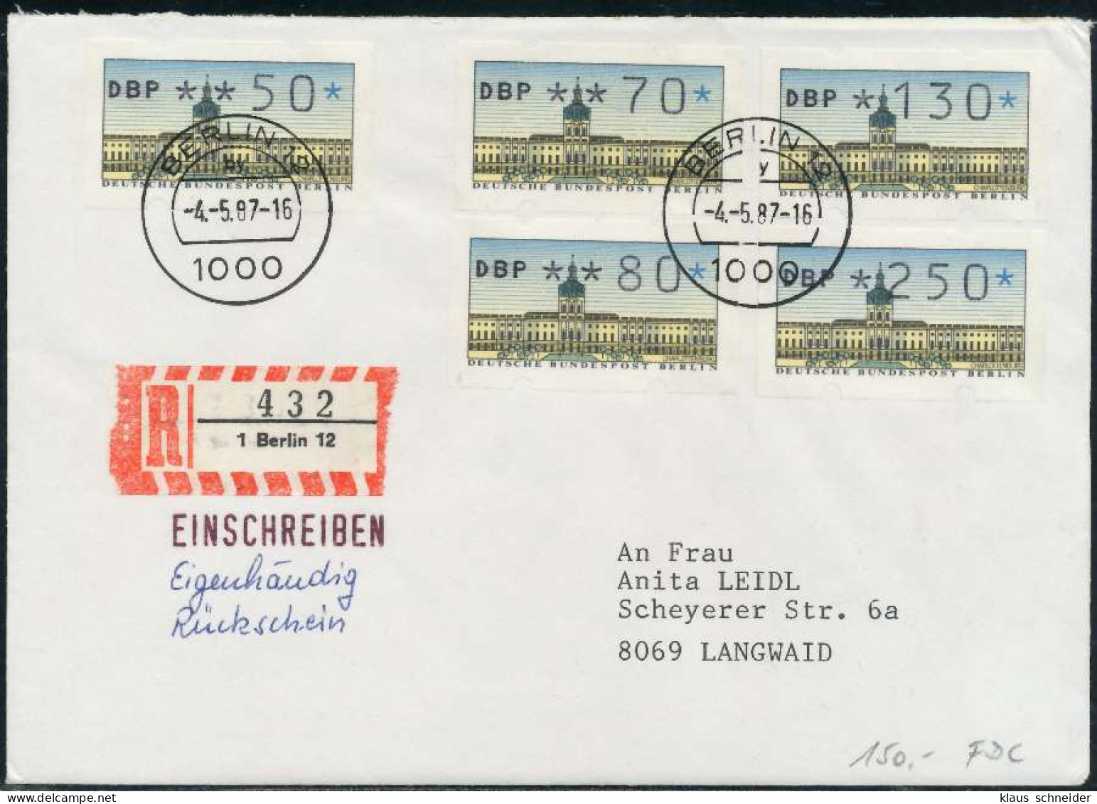 BERLIN ATM Nr VS1-10-300 EST BRIEF FDC X7E4732 - Covers & Documents