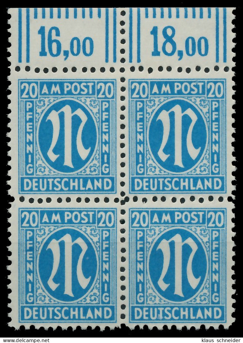 BIZONE AM-POST Nr 26bAz Postfrisch VIERERBLOCK ORA X81E5F2 - Nuovi