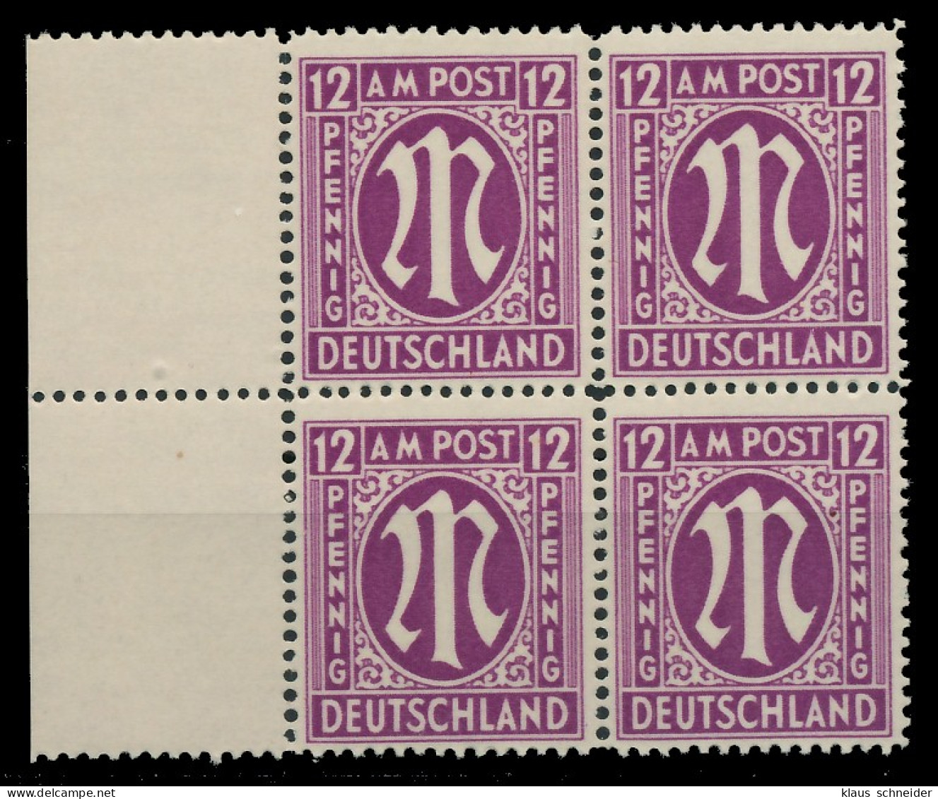 BIZONE AM-POST Nr 15bBy Postfrisch VIERERBLOCK SRA X81E972 - Mint