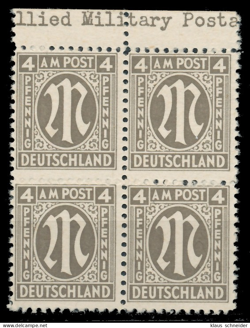 BIZONE AM-POST Nr 2z Postfrisch VIERERBLOCK ORA X81EA6E - Mint