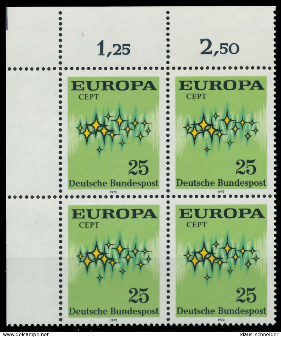 BRD BUND 1972 Nr 716 Postfrisch VIERERBLOCK ECKE-OLI X84EEAE - Neufs