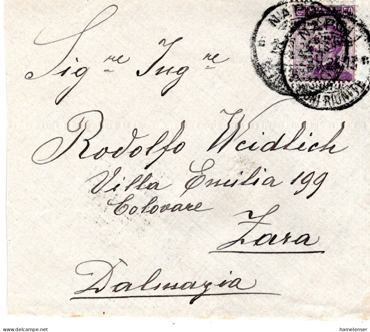 78998 - Italien - 1924 - 50c Victor Emmanuel EF A Bf NAPOLI -> ZARA - Poststempel