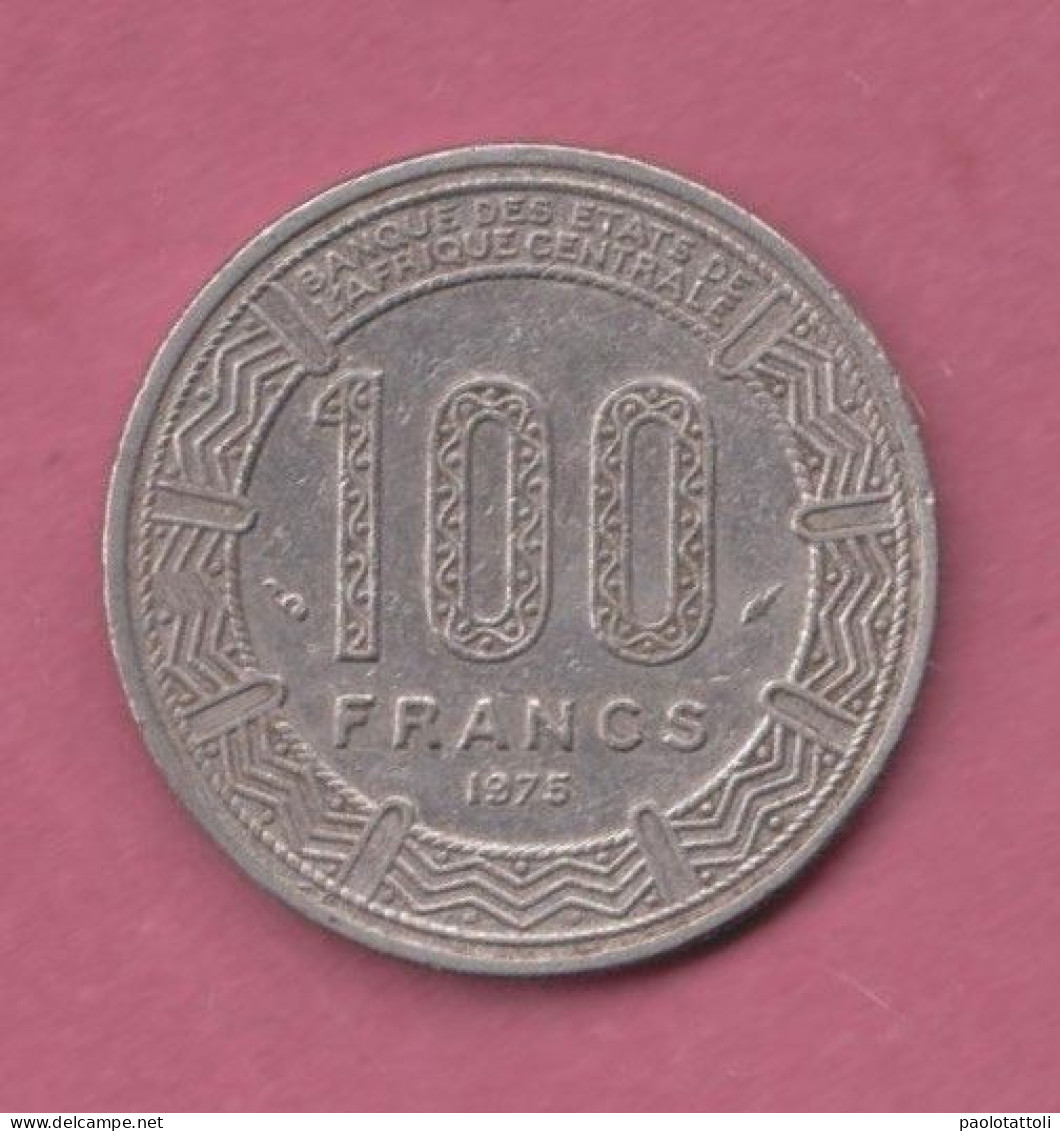 Congo Brazzaville, 1975- 100 Francs- Nickel- Obverse  Three Giant Elands. Reverse Denomination. BB. VF. TTB. SS - - Congo (République 1960)