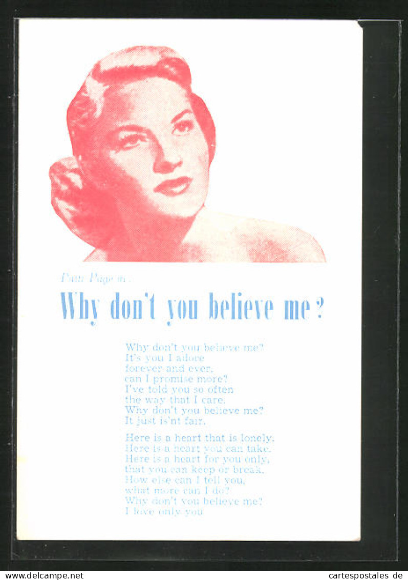 AK Schauspielerin Patti Page In Why Don`t You Believe Me?  - Actors