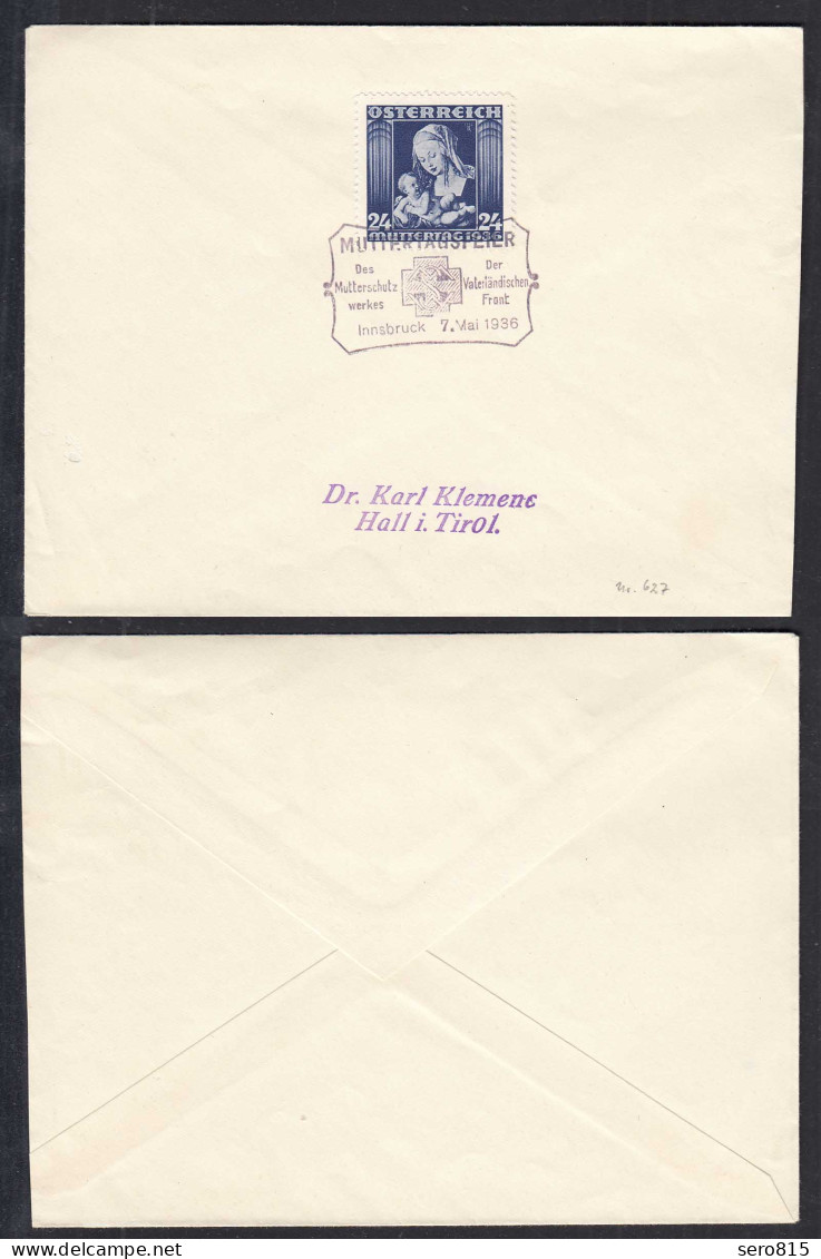 Österreich - Austria 1936 SST Muttertag Steier Innsbruck Auf Karte   (32687 - Lettres & Documents