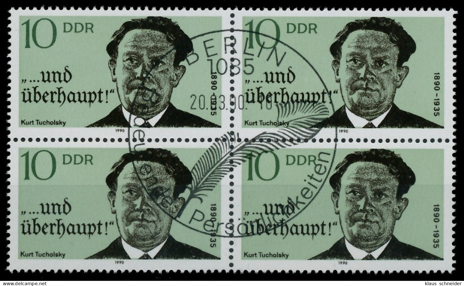 DDR 1990 Nr 3321 ESST Zentrisch Gestempelt VIERERBLOCK X04B50A - Used Stamps