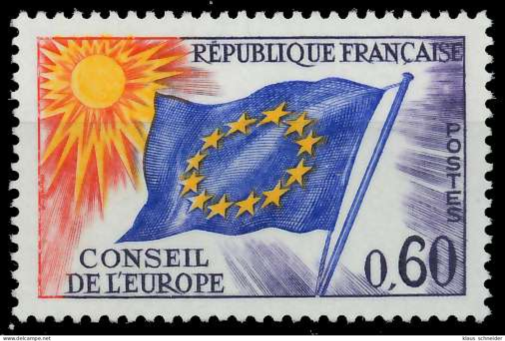 FRANKREICH DIENSTMARKEN EUROPARAT Nr 12 Postfrisch SADFB56 - Mint/Hinged