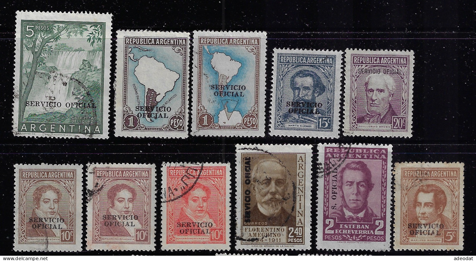 ARGENTINA 1938-1960  OFFICIAL   STAMPS  SCOTT # 35 STAMPS USED - Used Stamps