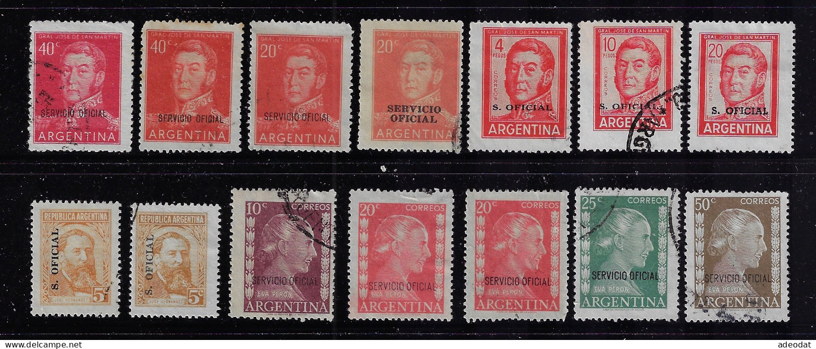 ARGENTINA 1938-1960  OFFICIAL   STAMPS  SCOTT # 35 STAMPS USED - Oblitérés
