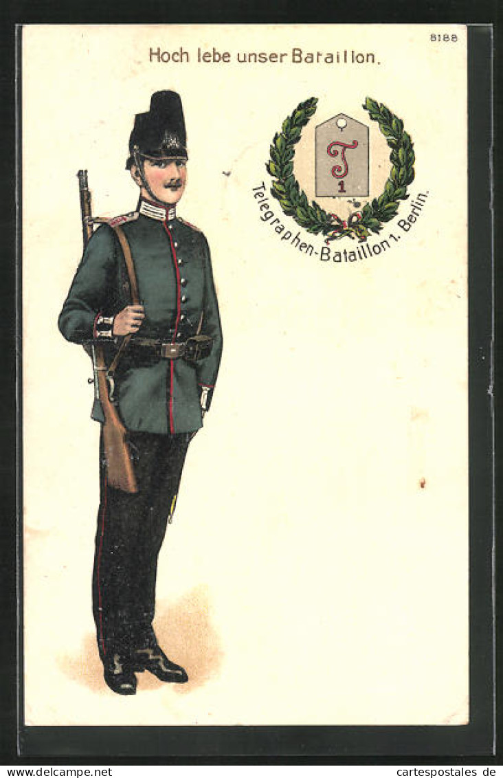 AK Berlin, Telegraphen-Bataillon 1. Berlin, Soldat In Uniform  - Regiments