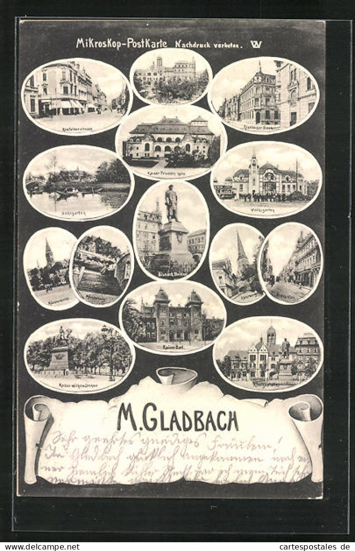 AK Mönchengladbach, Kaiser-Bad, Krefelderstrasse, Bahnhofstrasse  - Moenchengladbach