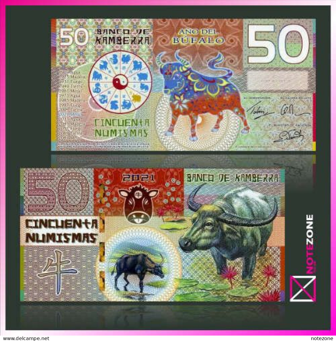 Frank Medina Kamberra POLYMER 50 Numismas China Lunar 2022 Tiger Note Fantasy - Chine
