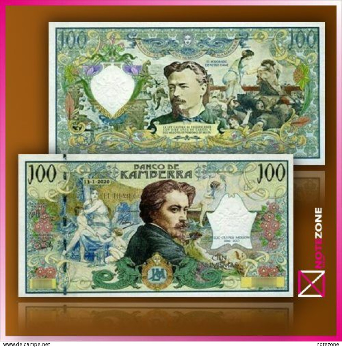 Frank Medina Kamberra 100 Francs Paper Private Fantasy Banknote - Autres & Non Classés