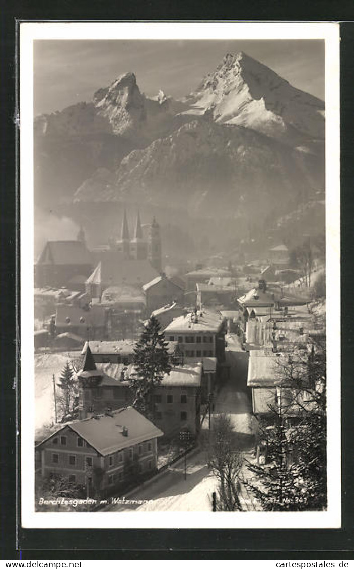 AK Berchtesgaden, Ortsansicht Mit Watzmann Im Winter  - Berchtesgaden