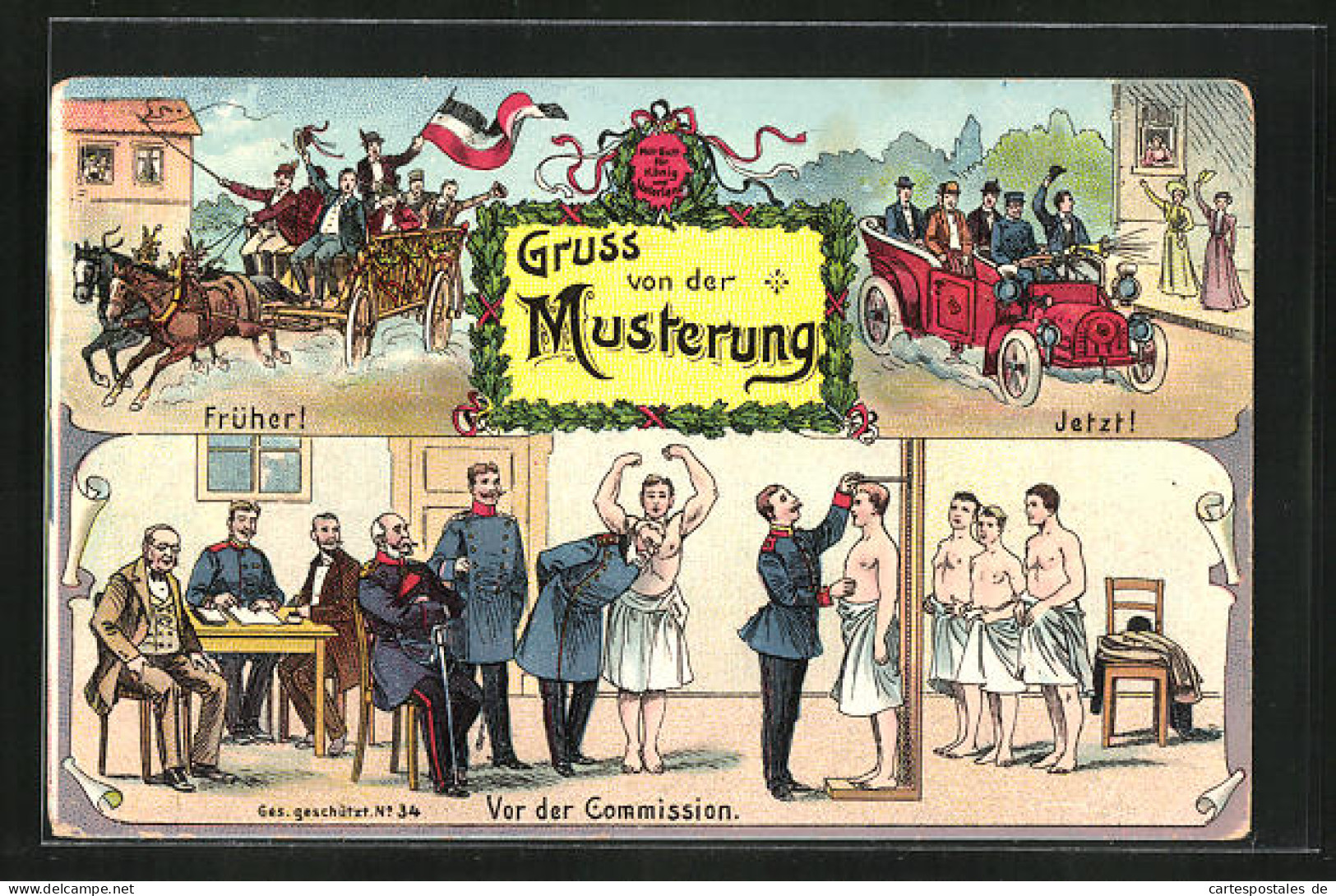 AK Gruss Von Der Musterung Mit Szene Der Kommission  - War 1914-18