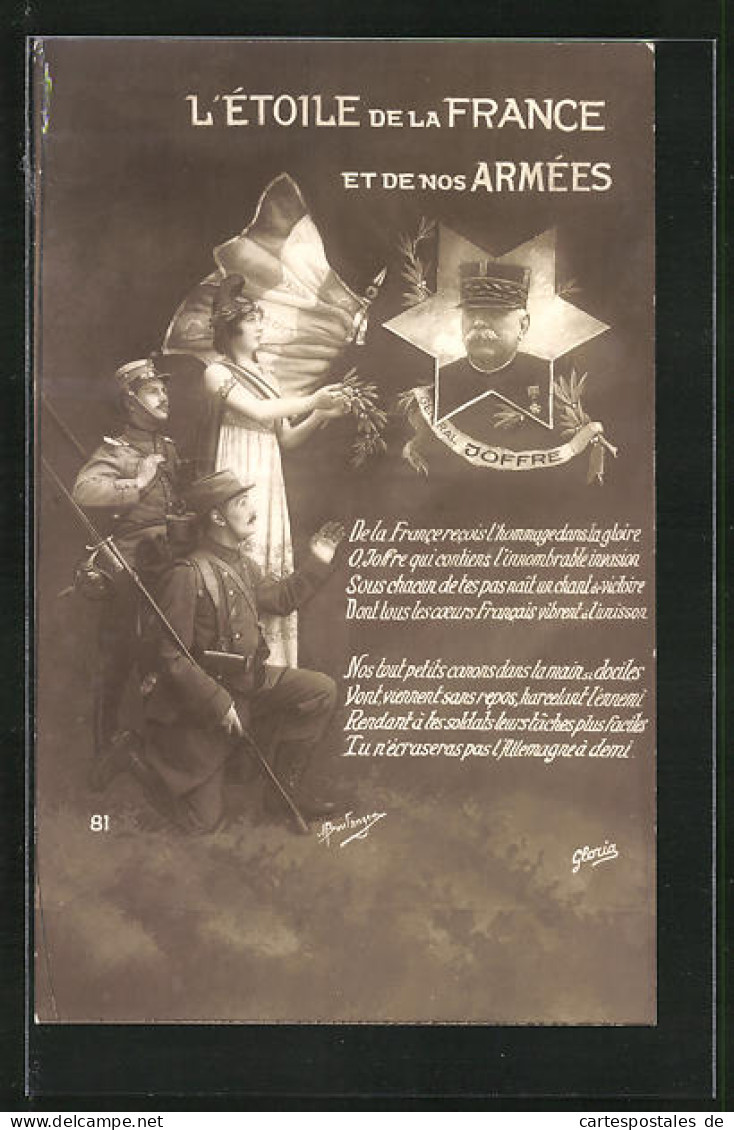 AK Heerführer, L`Etoile De La France Et De Nos Armées, General Joffre  - Guerre 1914-18